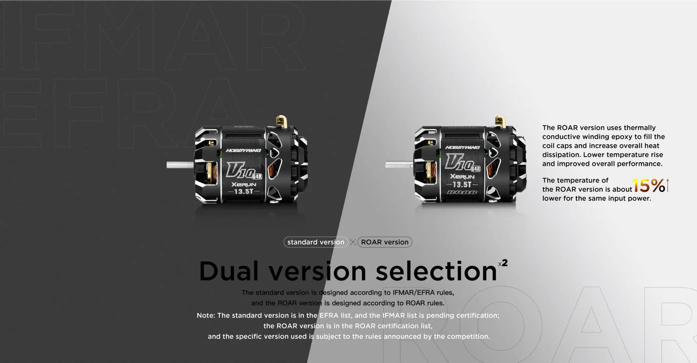 HOBBYWING: XERUN V10 13.5T 4100KV Brushless Sensored BLACK G4R Motor ROAR Approved