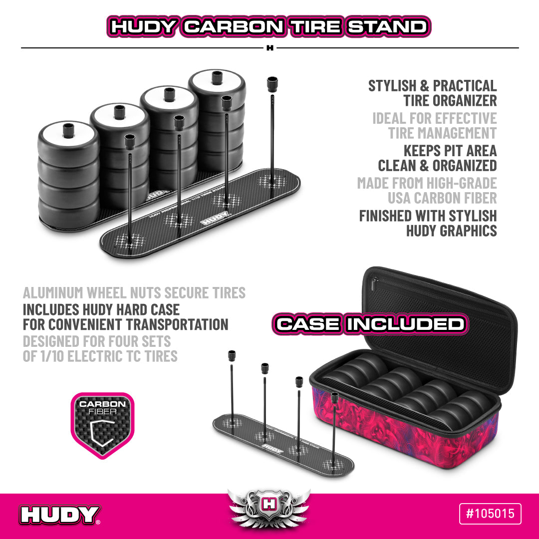 HUDY CARBON TIRE STAND + HARD CASE - 1/10 ELECTRIC TC