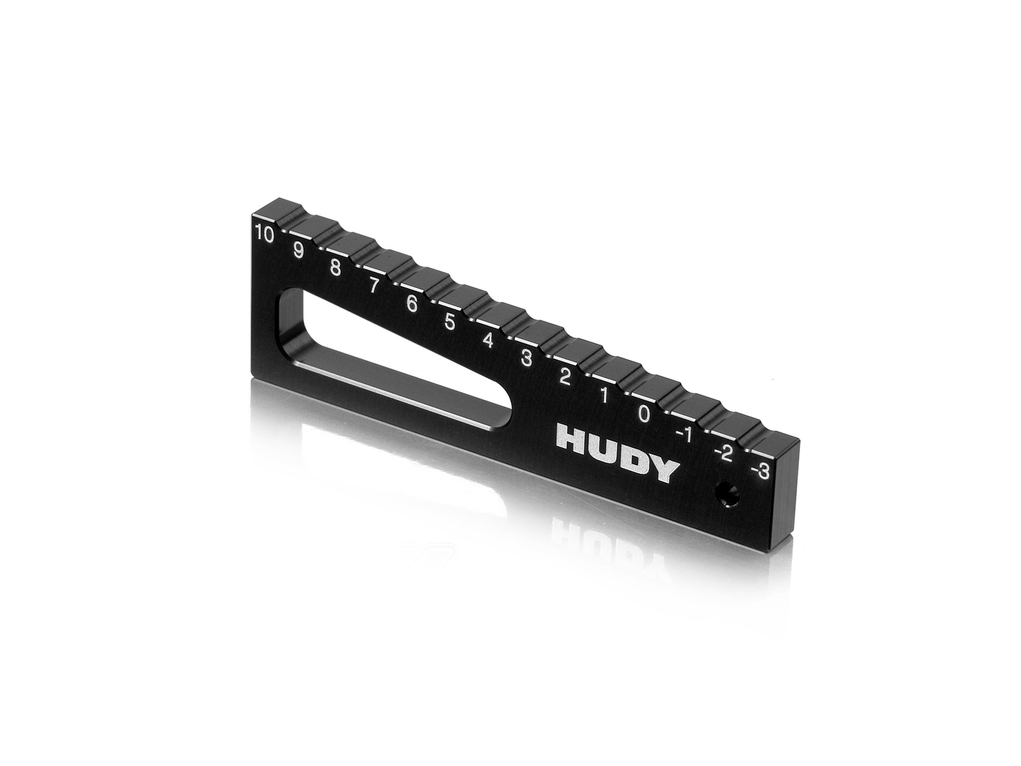 HUDY: CHASSIS DROOP GAUGE -3 TO 10 MM FOR 1/8 CARS (20 MM)