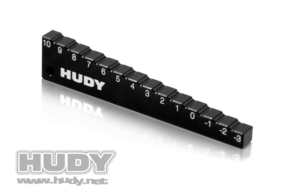 HUDY: CHASSIS DROOP GAUGE -3 TO 10 MM FOR 1/10 CARS (10 MM)