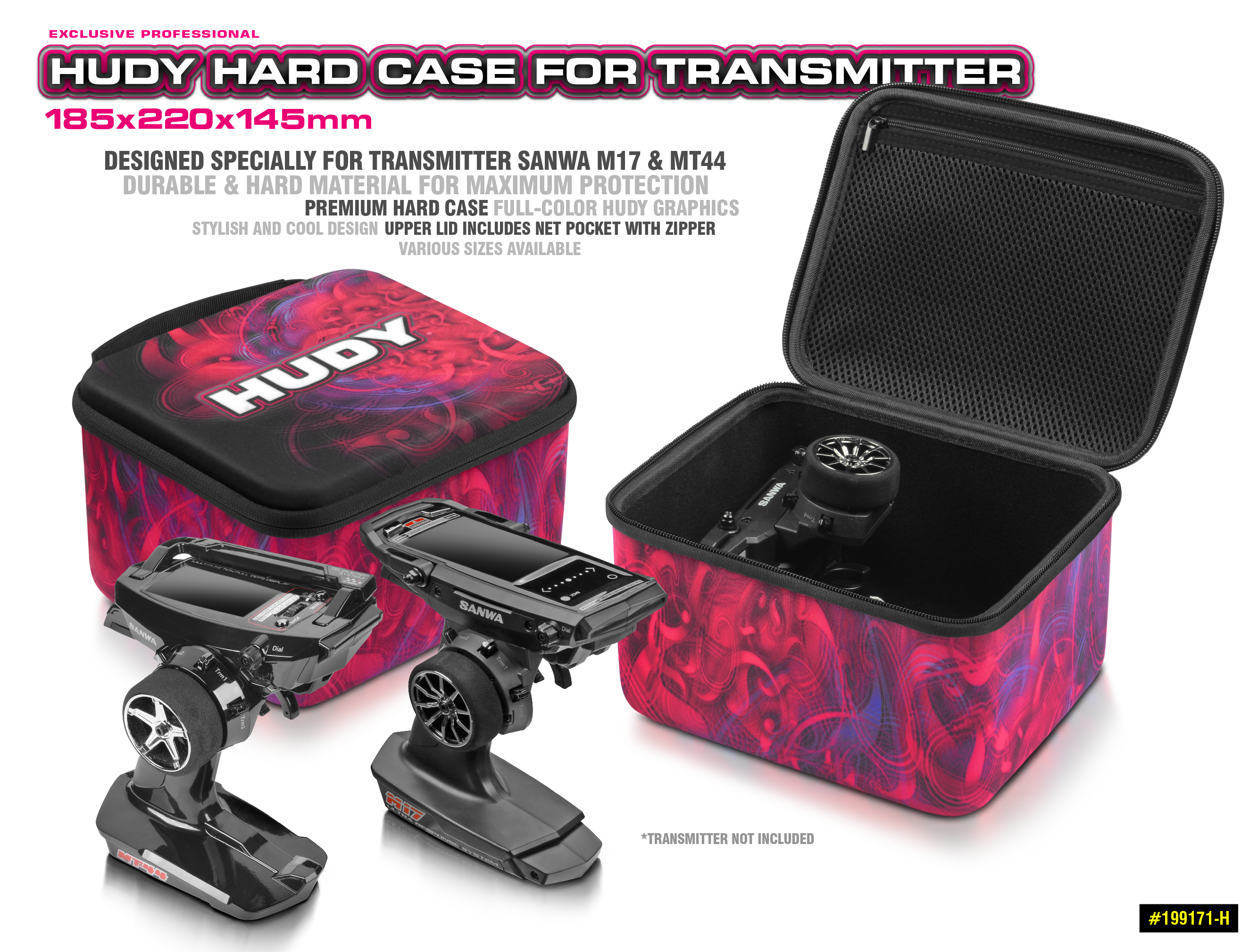 HUDY: HUDY HARD CASE - 185x220x145MM - TRANSMITTER SANWA MT44 & M17