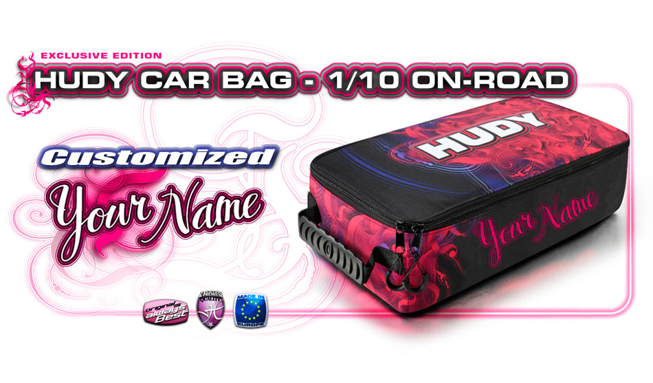HUDY CAR BAG - 1/10 ON-ROAD - TOURING - PAN CAR - CUSTOM NAME