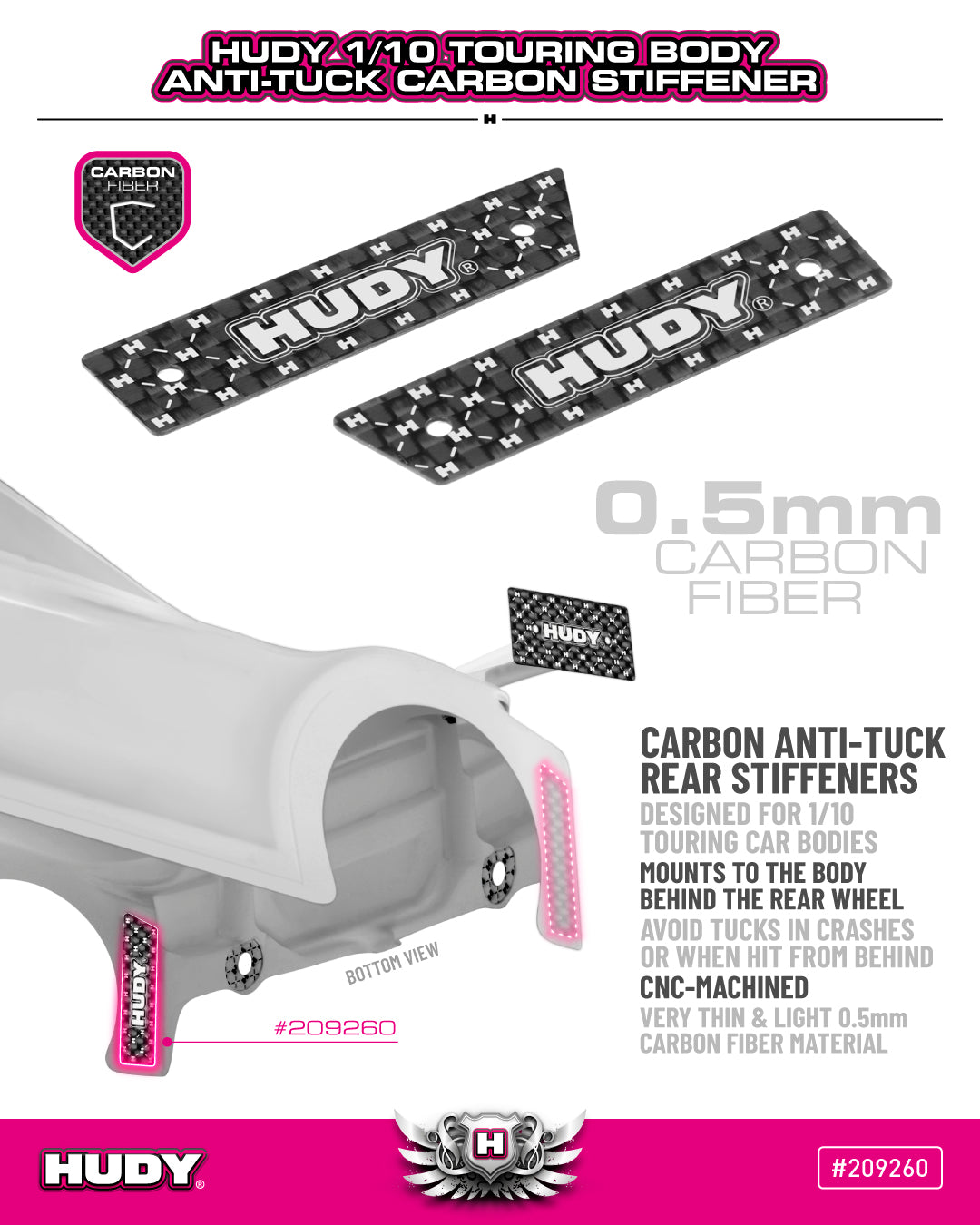 HUDY 1/10 TOURING BODYSHELL ANTI-TUCK CARBON STIFFENER - REAR (2)