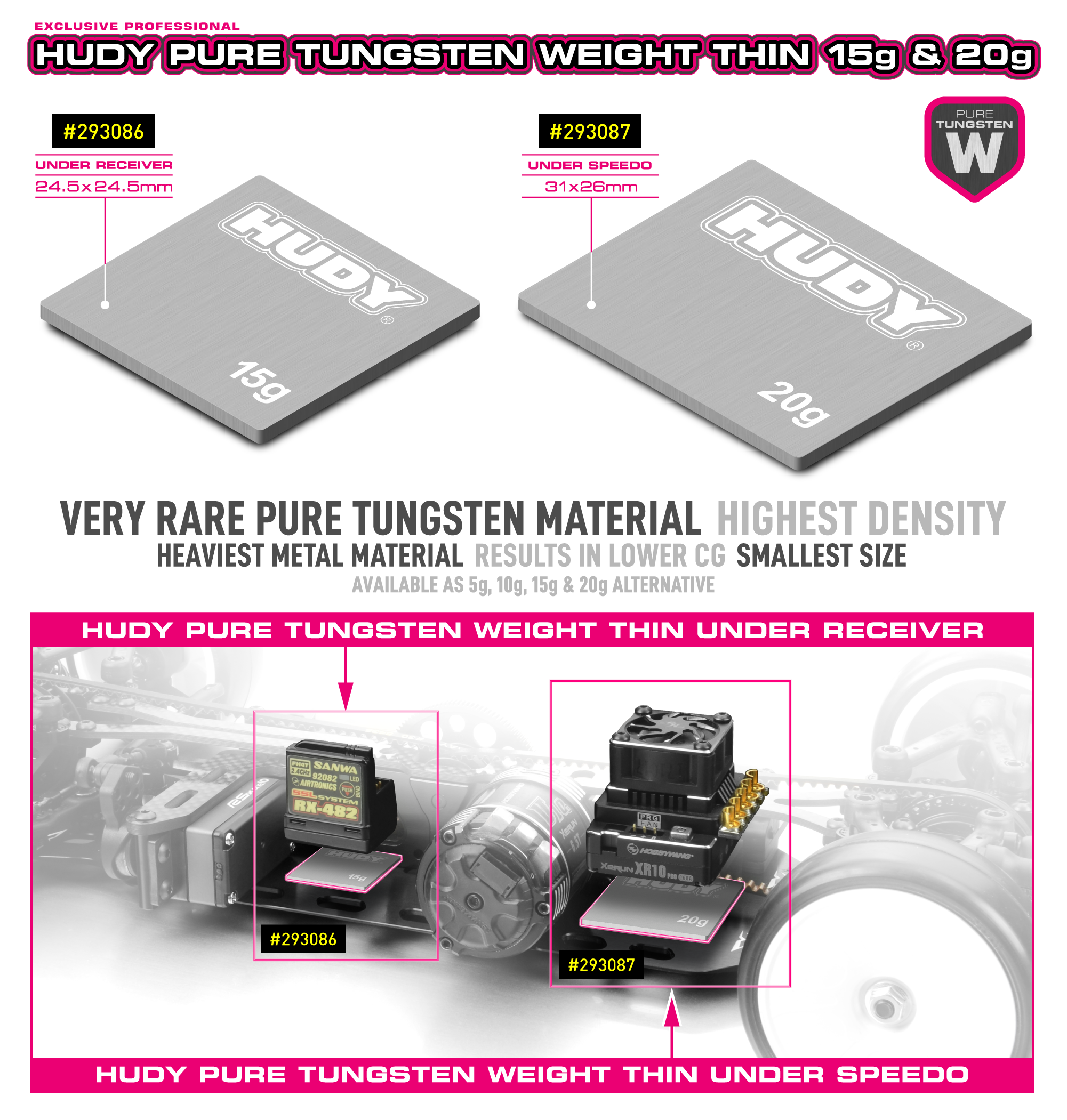 HUDY PURE TUNGSTEN WEIGHT THIN - RECEIVER - 24.5x24.5MM - 15g