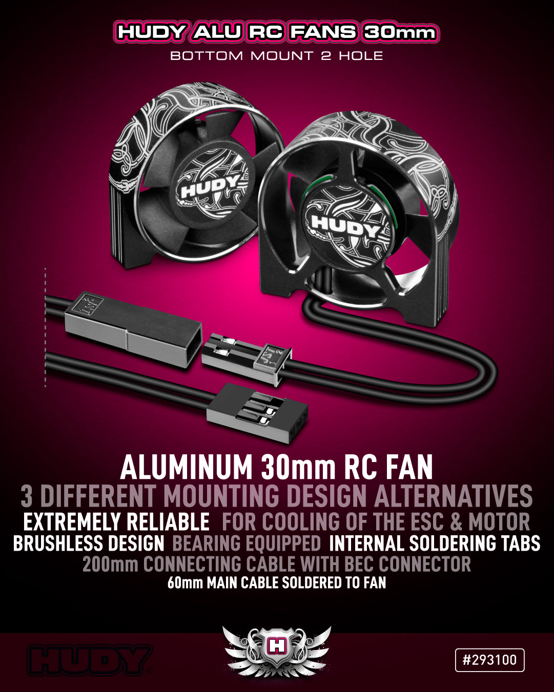HUDY ALU RC FAN 30MM - BOTTOM MOUNT 2 HOLE