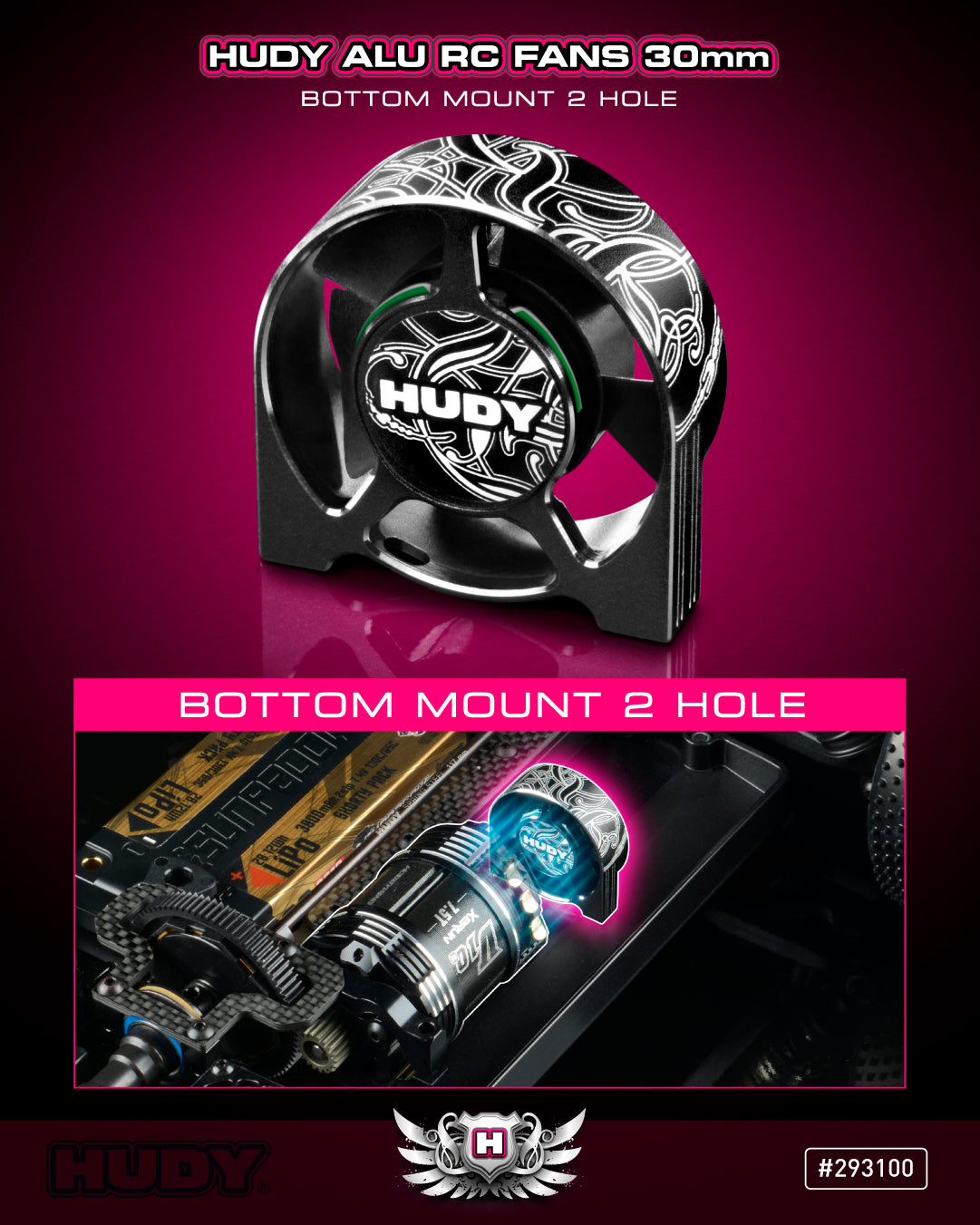 HUDY ALU RC FAN 30MM - BOTTOM MOUNT 2 HOLE