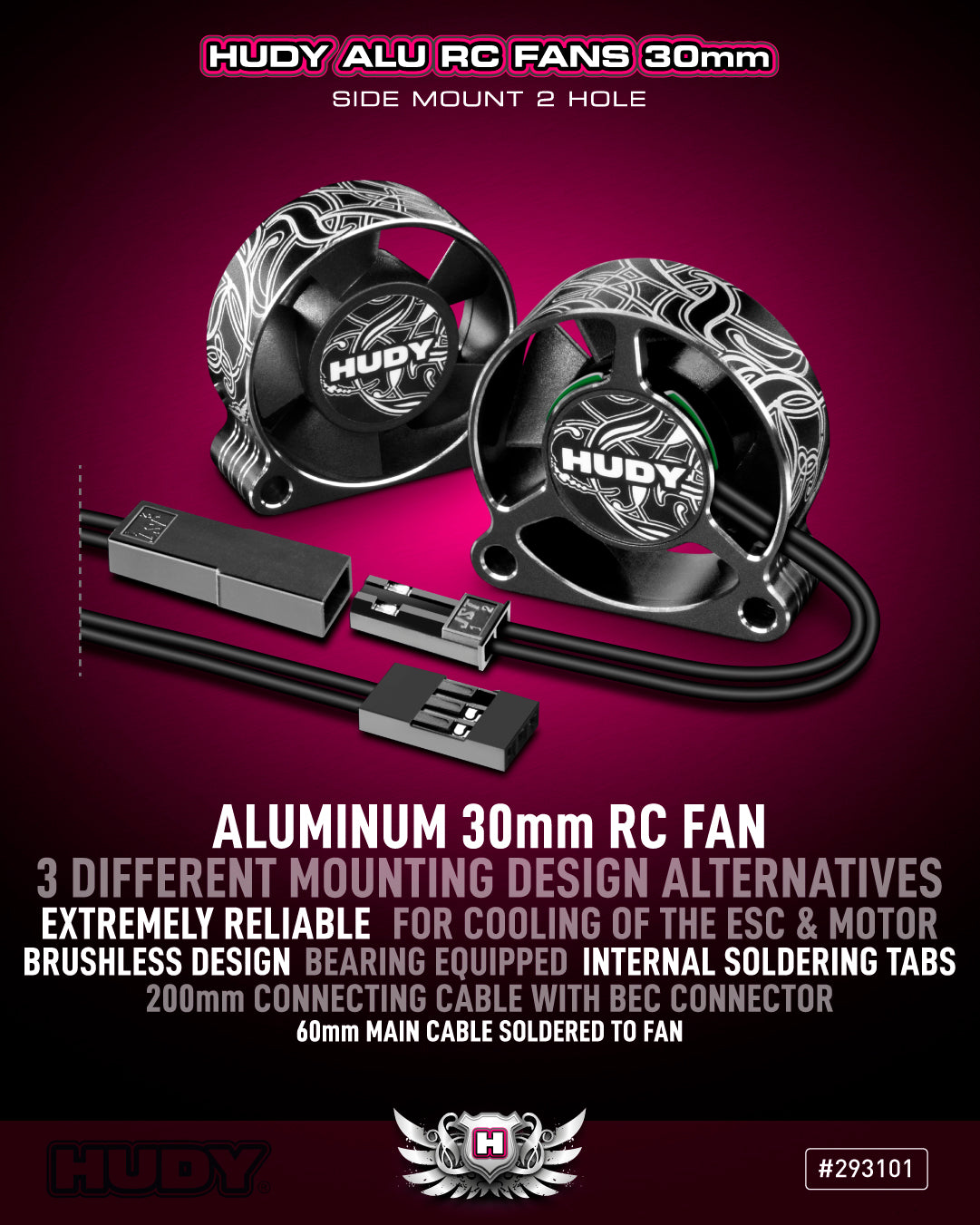 HUDY ALU RC FAN 30MM - SIDE MOUNT 2 HOLE