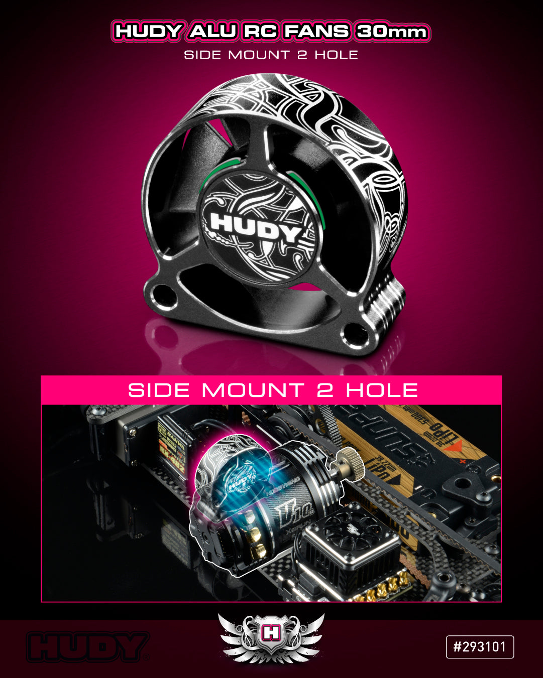 HUDY ALU RC FAN 30MM - SIDE MOUNT 2 HOLE