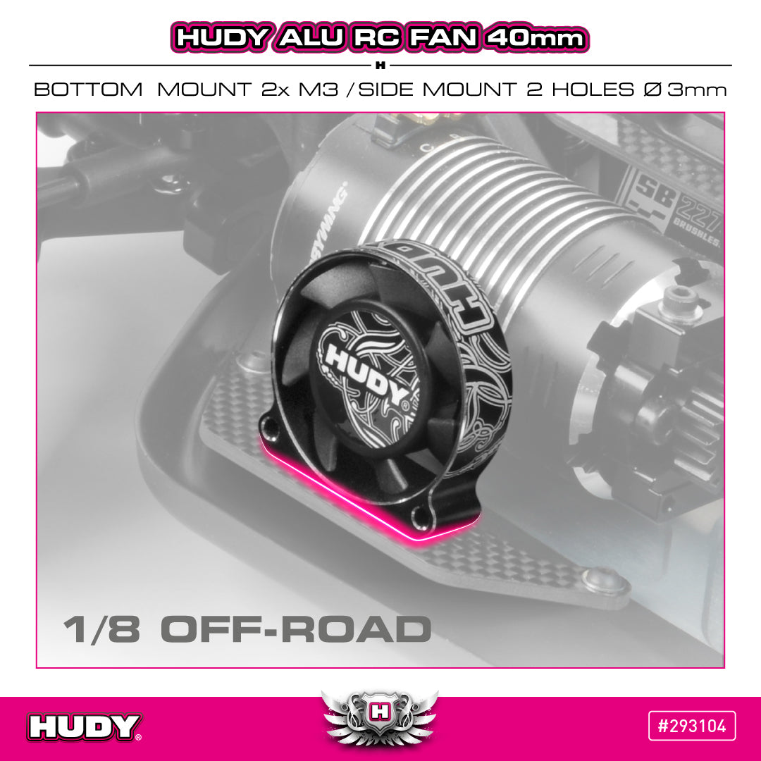 HUDY ALU RC FAN 40MM - BOTTOM/SIDE MOUNT 2 HOLE