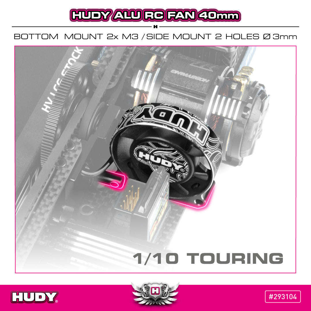 HUDY ALU RC FAN 40MM - BOTTOM/SIDE MOUNT 2 HOLE