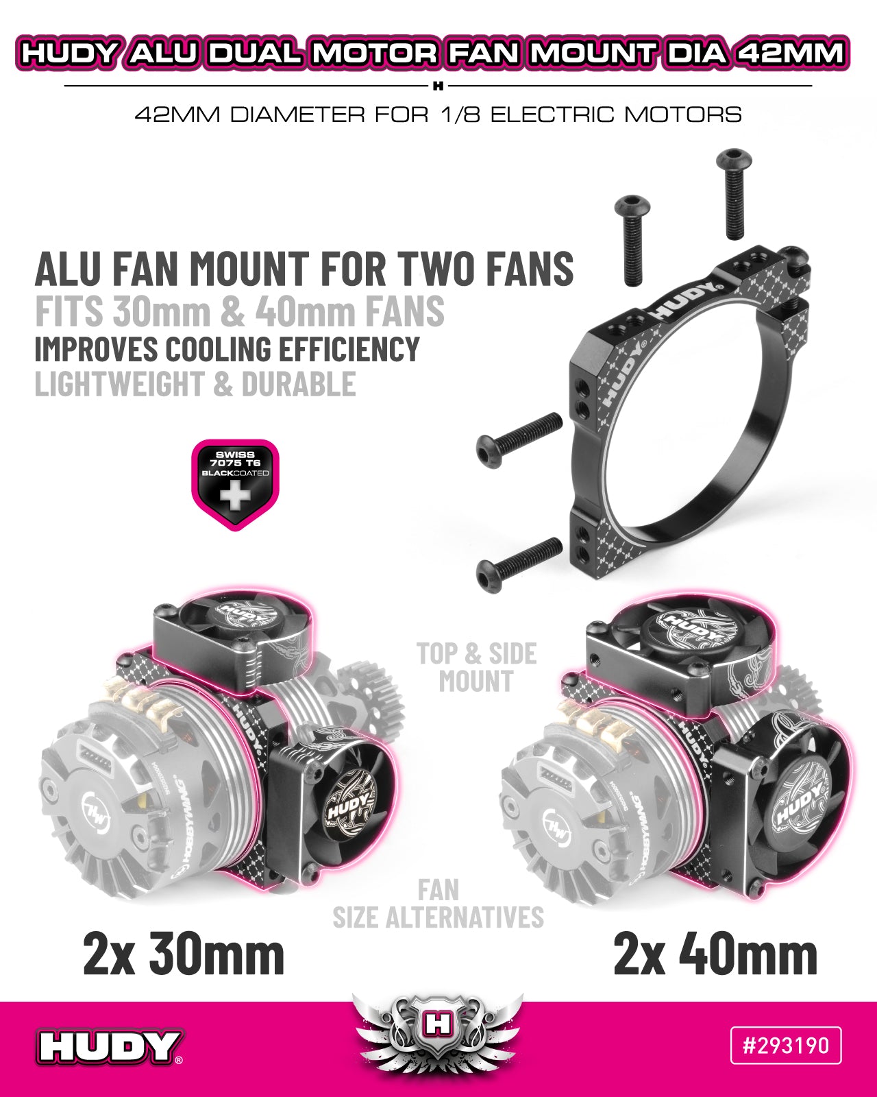 HUDY ALU DUAL MOTOR FAN MOUNT Dia 42mm (2×30mm / 2×40mm)