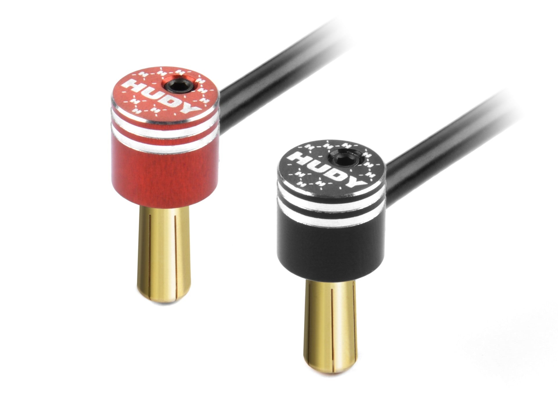 HUDY ALU BULLET PLUG BLACK & RED WITH 5MM GOLDEN BULLETS - SET