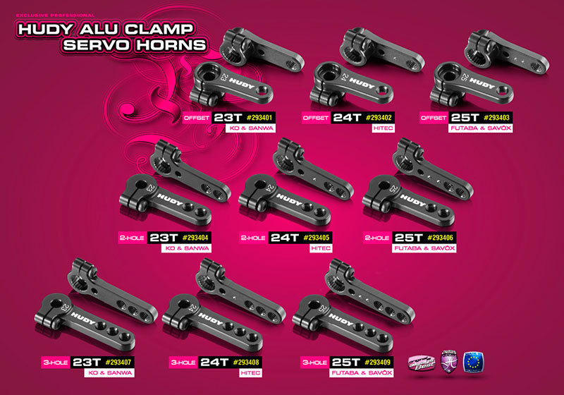 HUDY: ALU CLAMP SERVO HORN - FUTABA, SAVÖX - 2-HOLE M3 - 25T