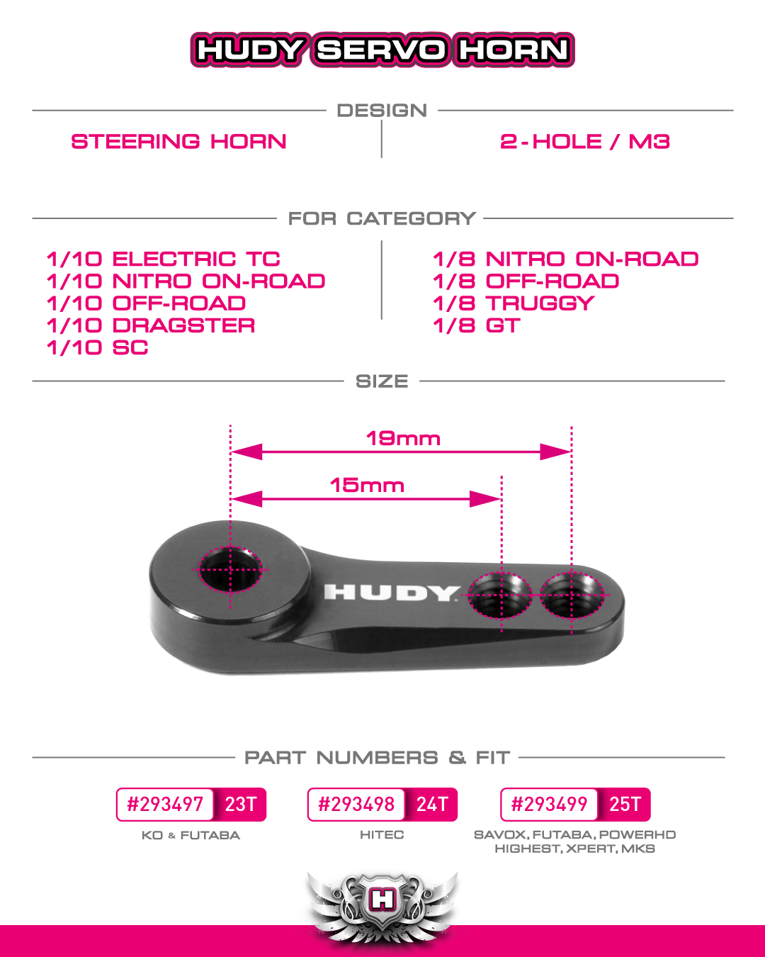 HUDY ALU SERVO HORN - FUTABA, SAVÖX - 2-HOLE M3 - 25T