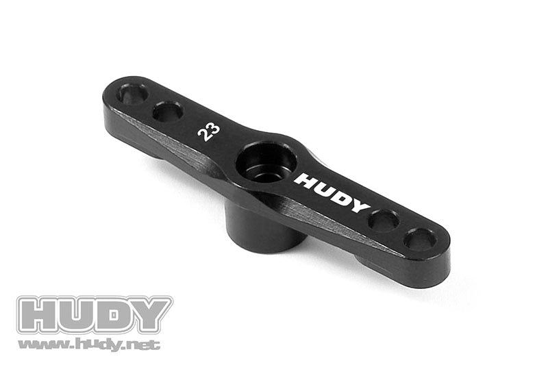 HUDY: ALU THROTTLE SERVO HORN - KO PROPO, SANWA - 2-HOLE - 23T