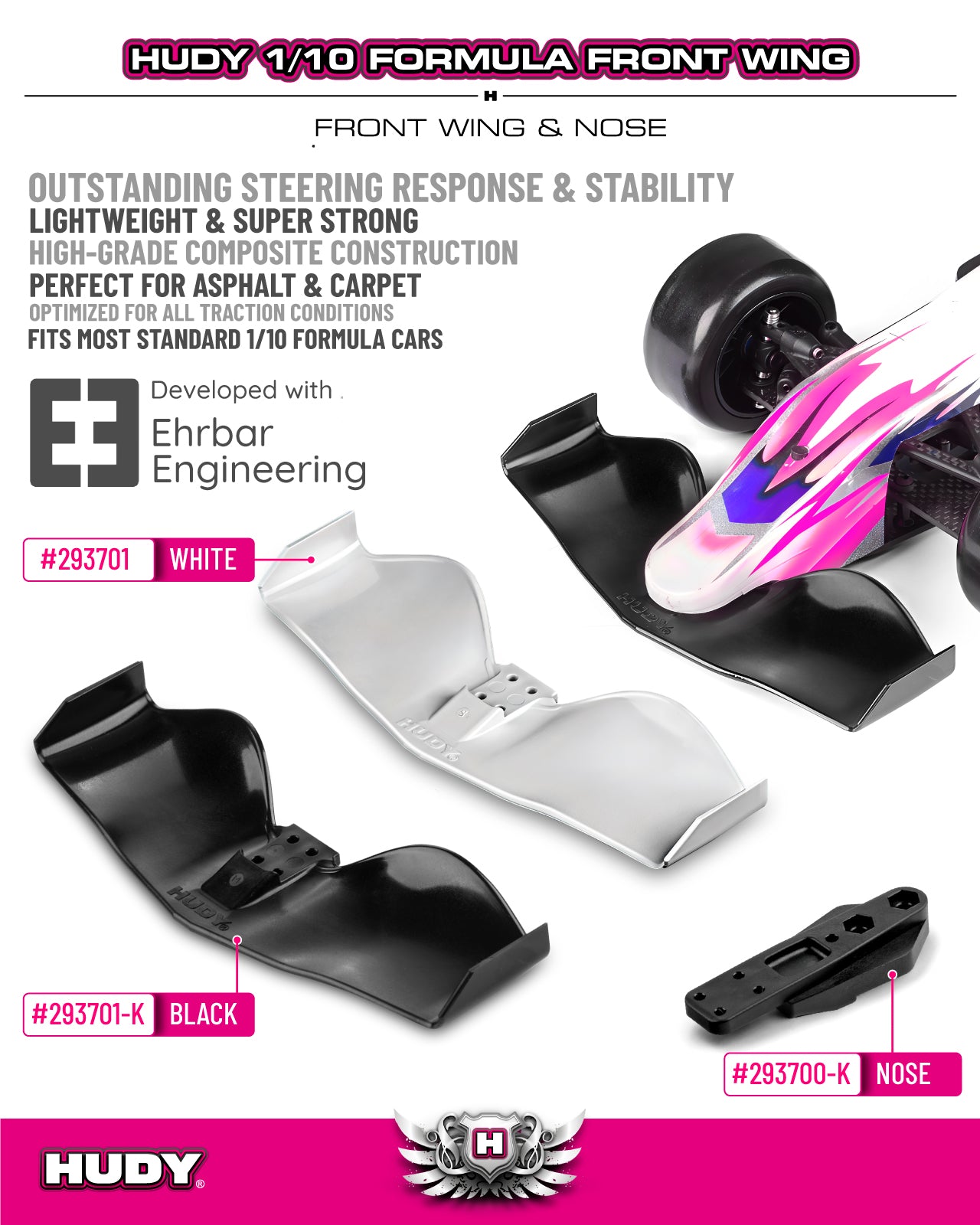 HUDY 1/10 FORMULA FRONT WING - WHITE