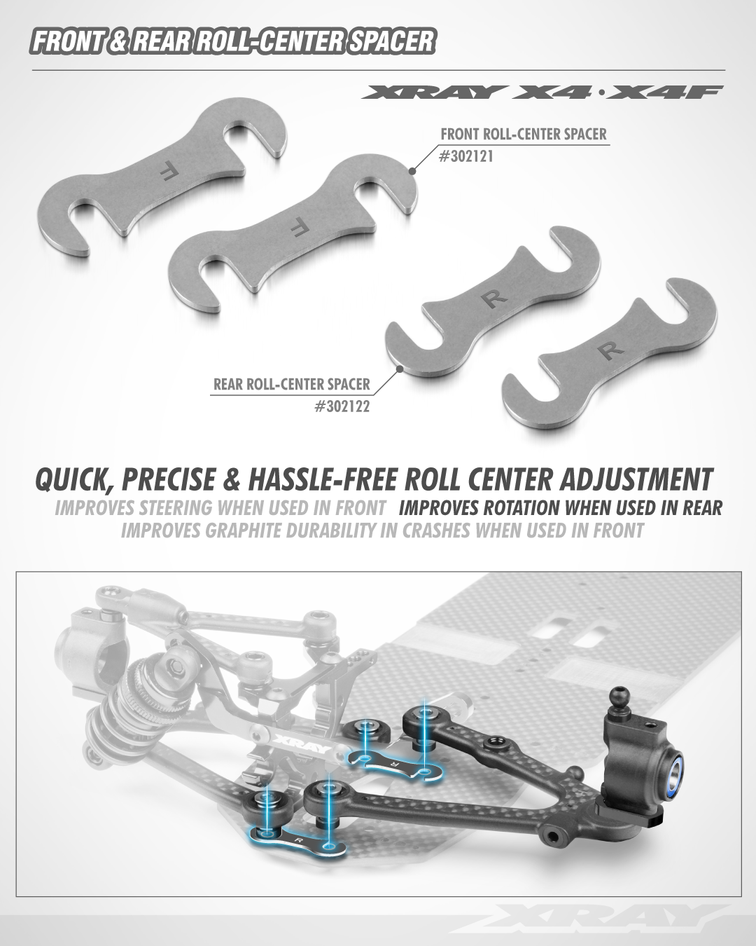 XRAY X4 FRONT ROLL-CENTER SPACER (2)