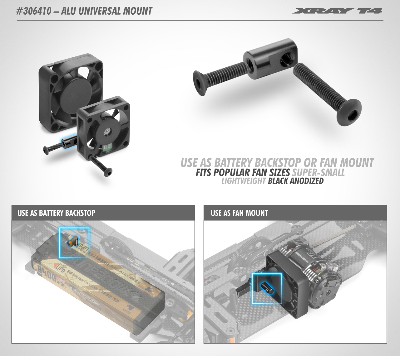 XRAY Alu Fan Mount - Black