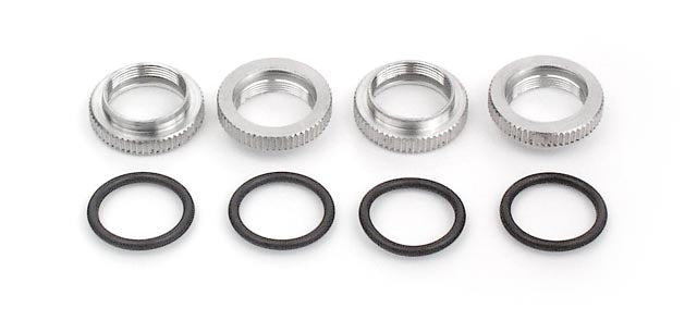 XRAY: SHOCK ADJ. NUT ALU + O-RING  (4)