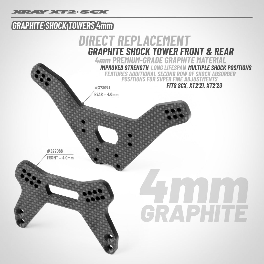 XRAY: XT2'23/SCX'23 GRAPHITE SHOCK TOWER - FRONT - 4.0MM