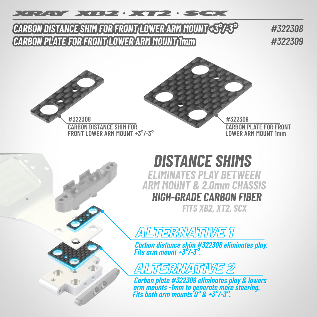 XRAY: CARBON PLATE FOR  FRONT LOWER ARM MOUNT 1MM