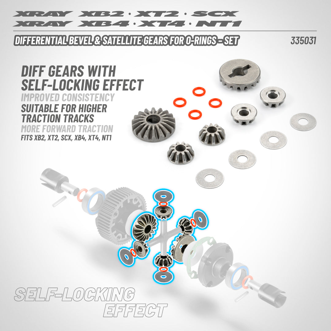 XRAY: DIFF BEVEL & SATELLITE GEARS FOR O-RINGS - SET