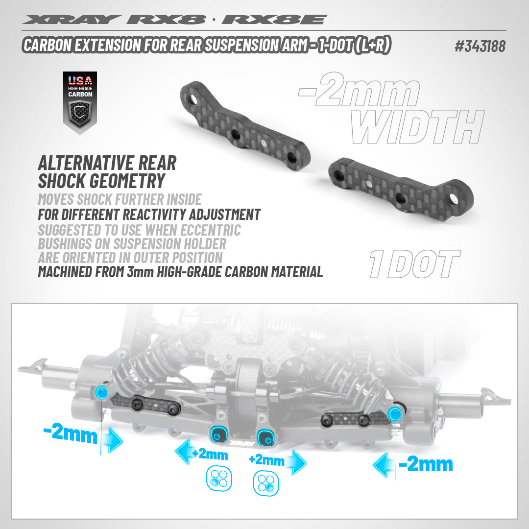 XRAY CARBON EXTENSION FOR REAR SUSPENSION ARM - 1-DOT (L+R)