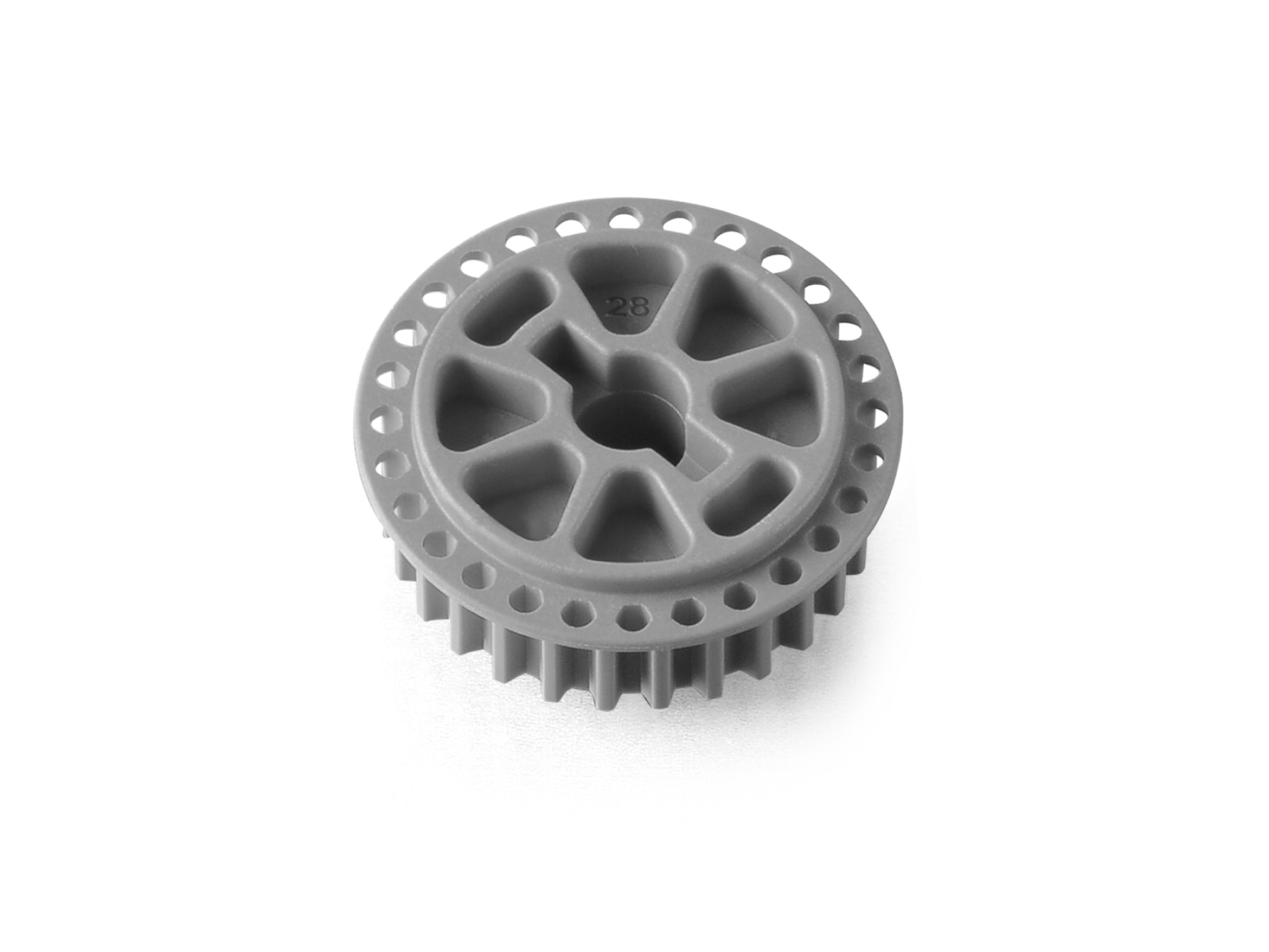 XRAY LOW FRICTION COMPOSITE SIDE BELT PULLEY 28T - FRONT - GRAPHITE