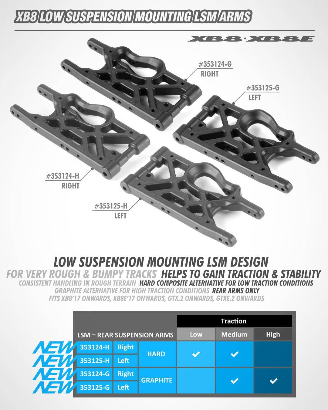 XRAY: COMPOSITE SUSPENSION REAR ARM - LSM - LEFT - GRAPHITE