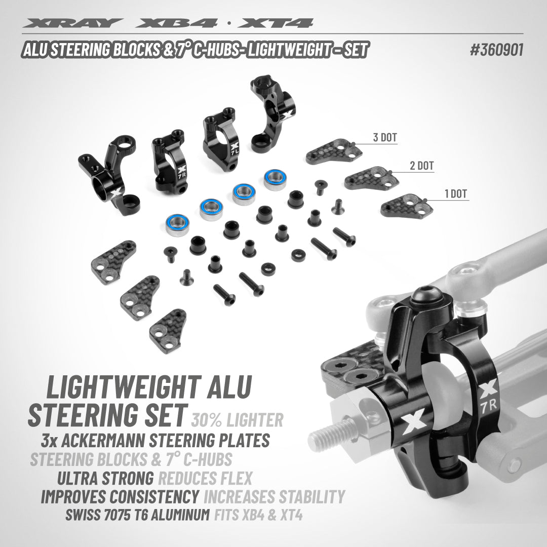 XRAY: ALU STEERING BLOCKS & 7° C-HUBS - LIGHTWEIGHT - SET