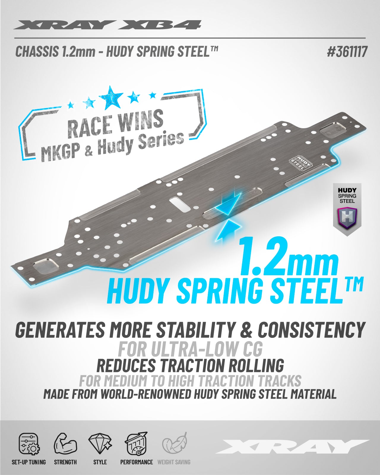 XRAY XB4'26 CHASSIS 1.2MM - HUDY SPRING STEEL™