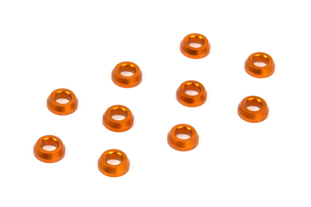 XRAY: ALU CONICAL SHIM 3x6x2.0MM - ORANGE (10)
