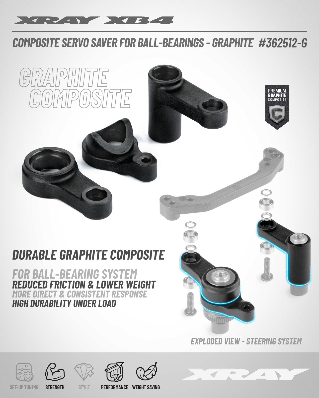 XRAY COMPOSITE SERVO SAVER FOR BALL-BEARINGS - GRAPHITE