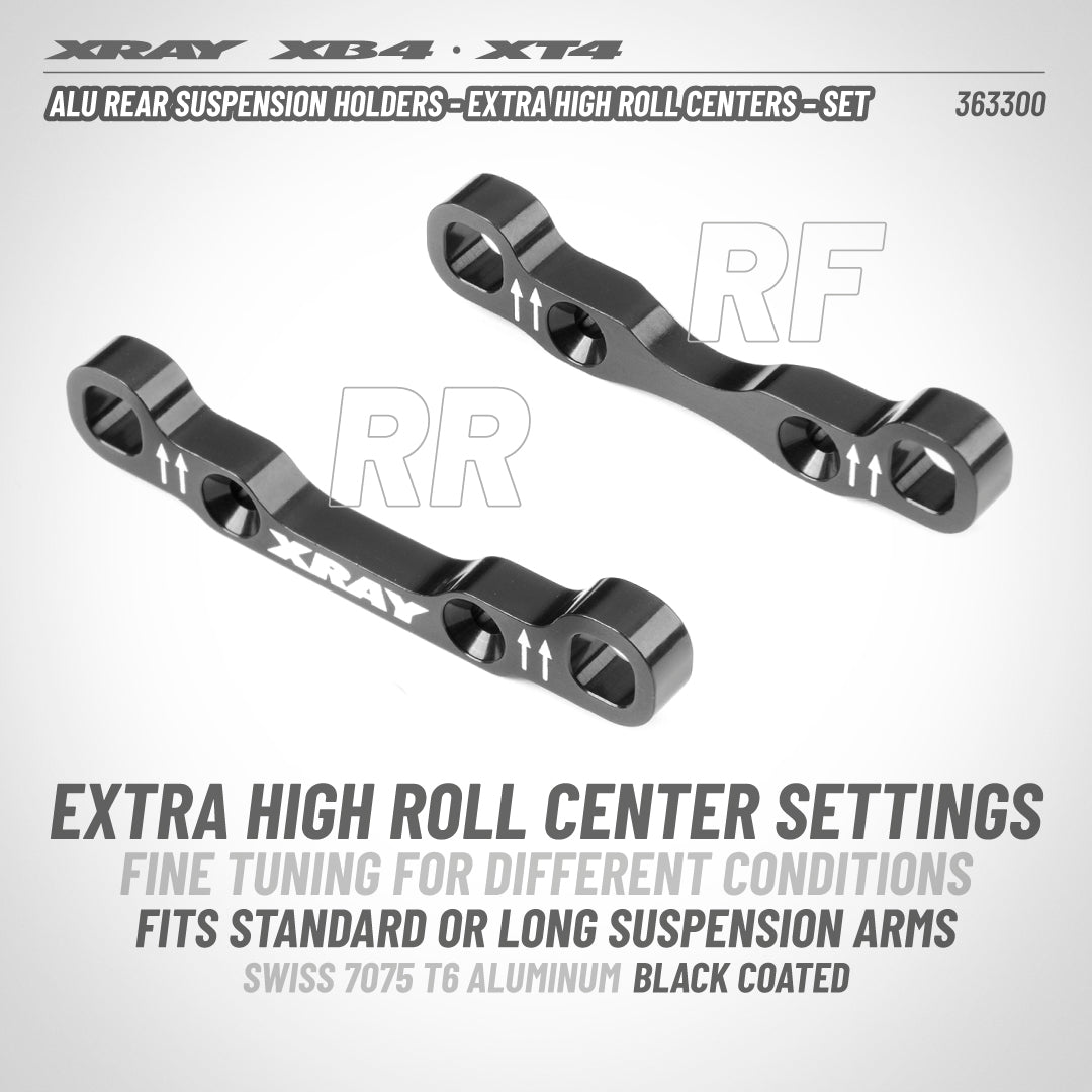 XRAY: ALU REAR SUSPENSION HOLDERS - EXTRA HIGH ROLL CENTERS - SET