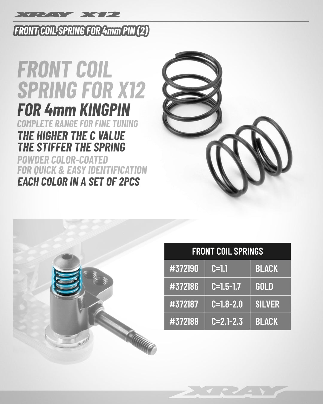 XRAY FRONT COIL SPRING FOR 4MM PIN C=1.1 - BLACK (2)