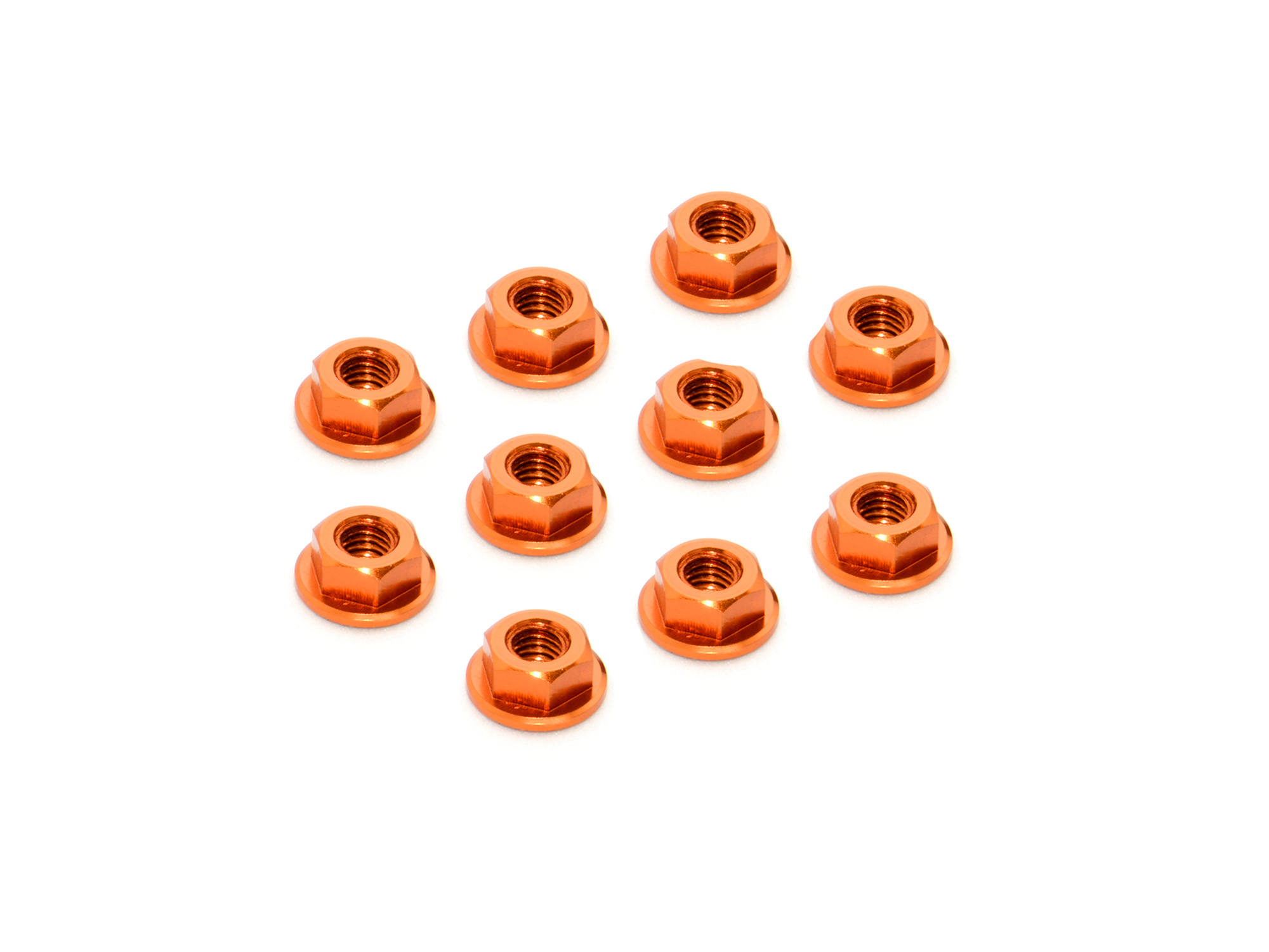 XRAY: ALU NUT M4 WITH SERRATED FLANGE - ORANGE (10)