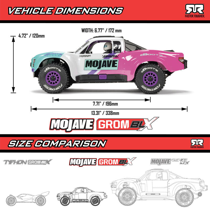 ARRMA MOJAVE GROM 223S BLX Brushless 4X4 Small Scale Desert Truck RTR with Battery & Charger - Teal