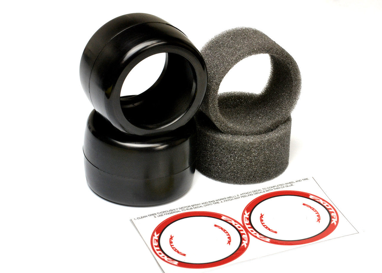 EXOTEK Racing: F1 1/10 RUBBER TIRES- REAR 28X (DOUBLE RED-SUPER SOFT)