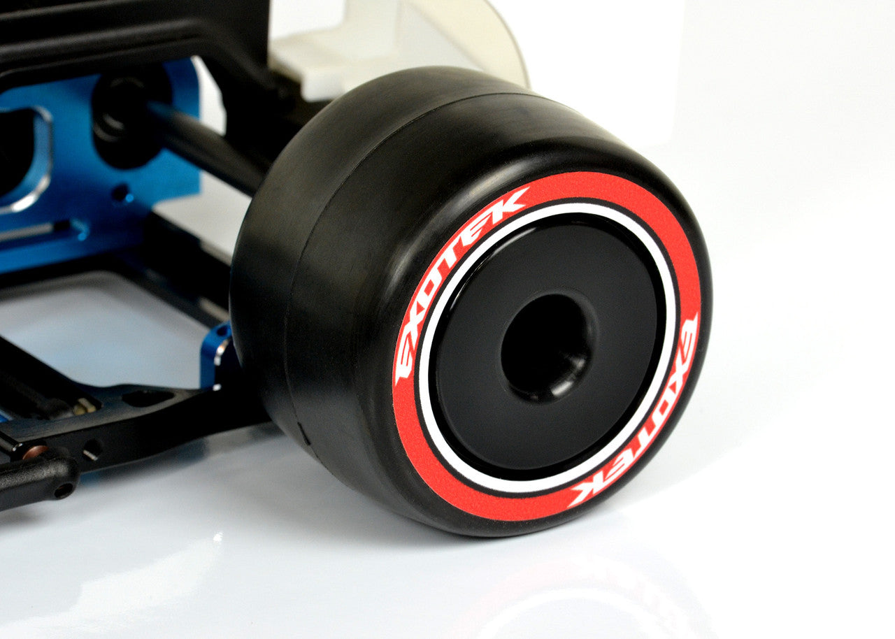 EXOTEK Racing: F1 1/10 RUBBER TIRES- REAR 28X (DOUBLE RED-SUPER SOFT)