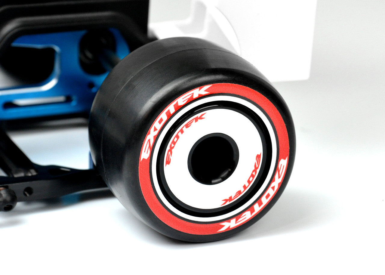EXOTEK Racing: F1 1/10 RUBBER TIRES- REAR 28X (DOUBLE RED-SUPER SOFT)