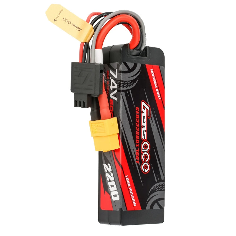 GENS ACE 2200mAh 2S 7.4V 60C Hardcase Lipo Battery with EC3 Plug