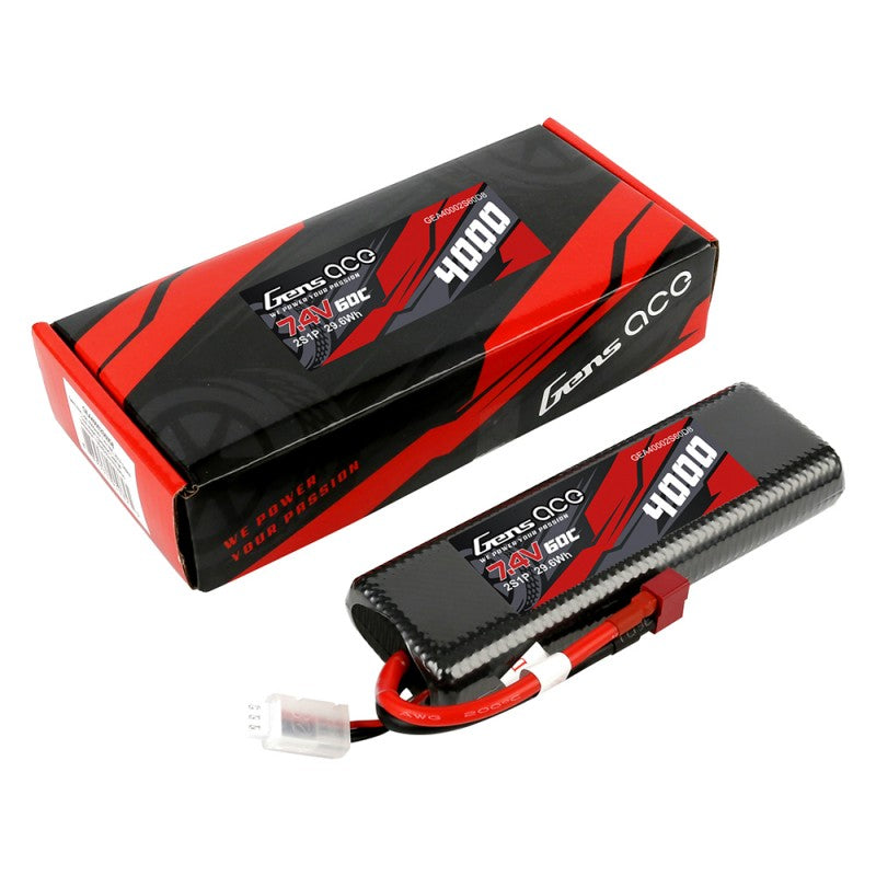 GENS ACE 4000mAh 2S 7.4v 60C Lipo Battery Tamiya Stick Style with XT60 Plug & XH Balance