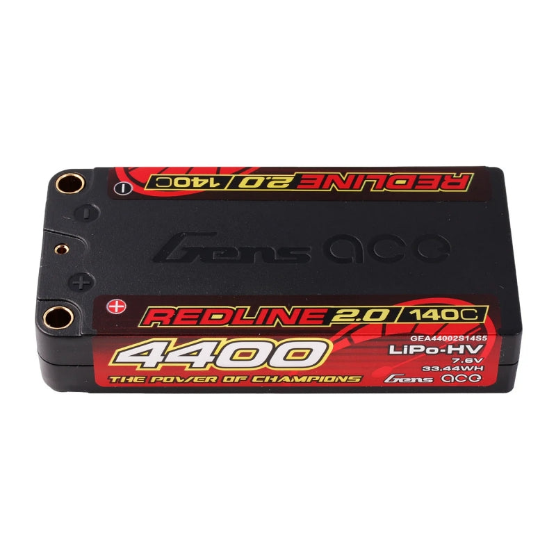 GENS ACE Redline 2.0 4400mAh 2S 7.6V 140C HardCase HV Shorty Lipo Battery
