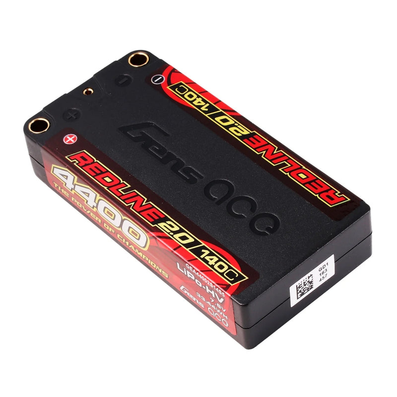 GENS ACE Redline 2.0 4400mAh 2S 7.6V 140C HardCase HV Shorty Lipo Battery