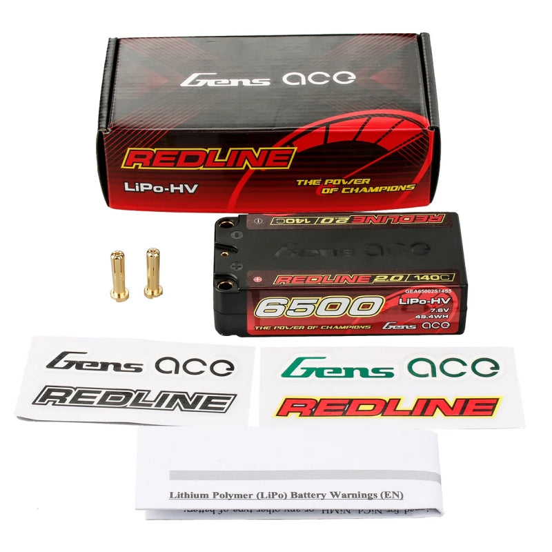 GENS ACE Redline 2.0 6500mAh 2S 140C 7.6V HV Shorty Lipo Battery