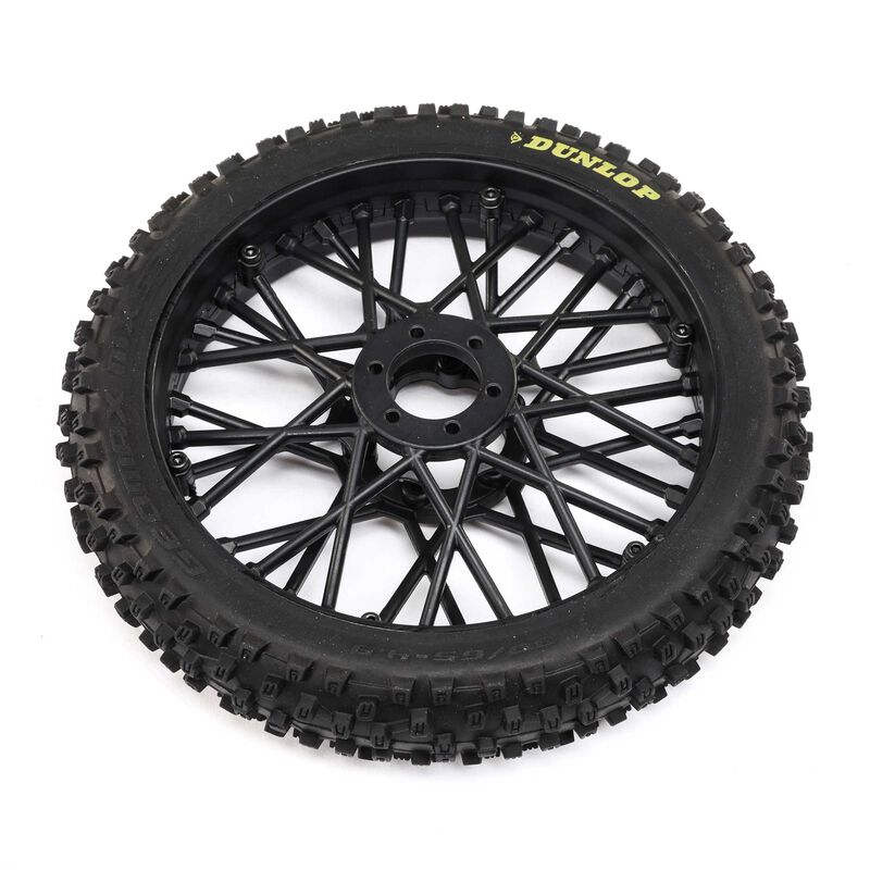 LOSI: Dunlop MX53 Front Tire Mounted, Black: PM-MX