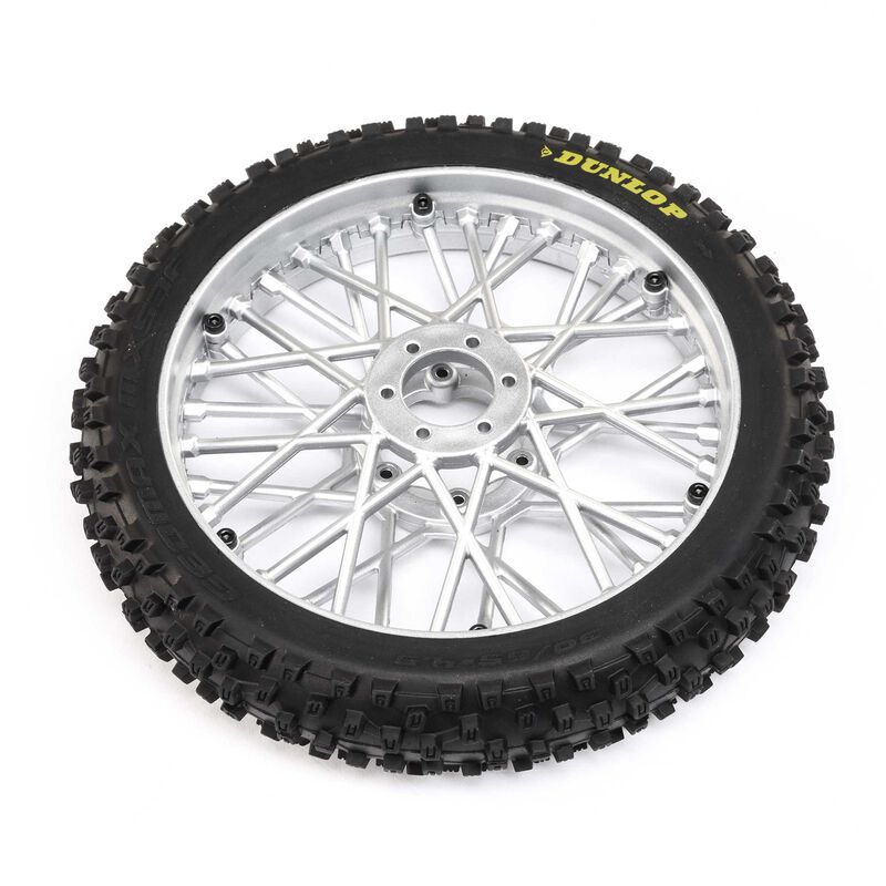 LOSI: Dunlop MX53 Front Tire Mounted, Chrome: PM-MX