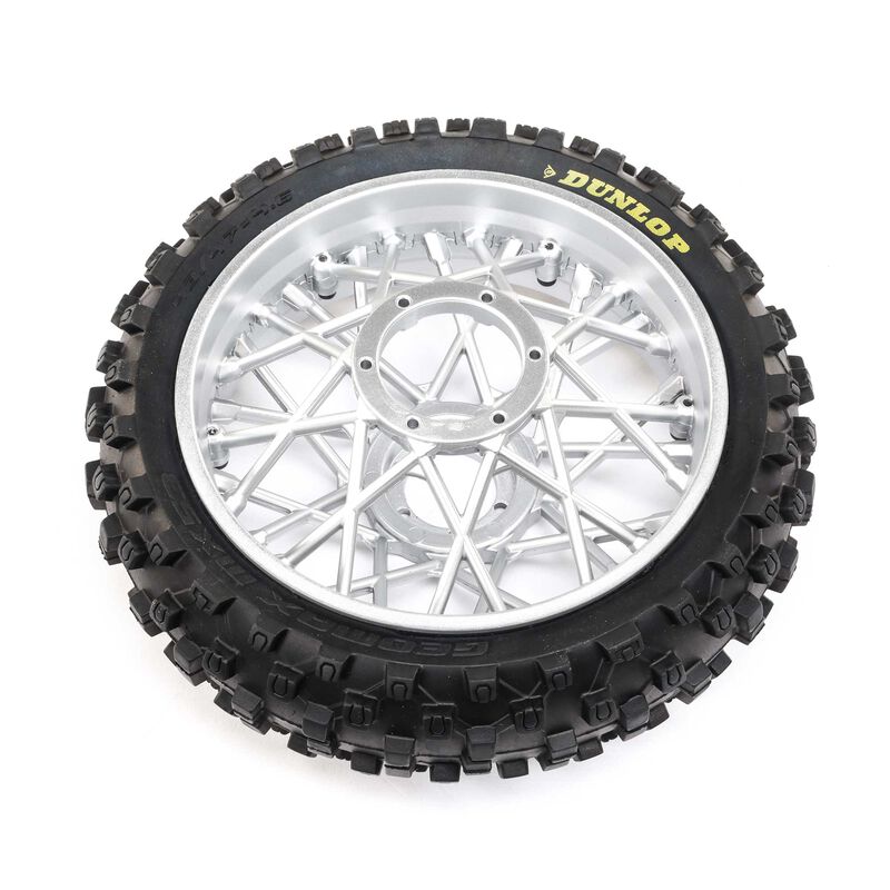 LOSI: Dunlop MX53 Rear Tire Mounted, Chrome: PM-MX