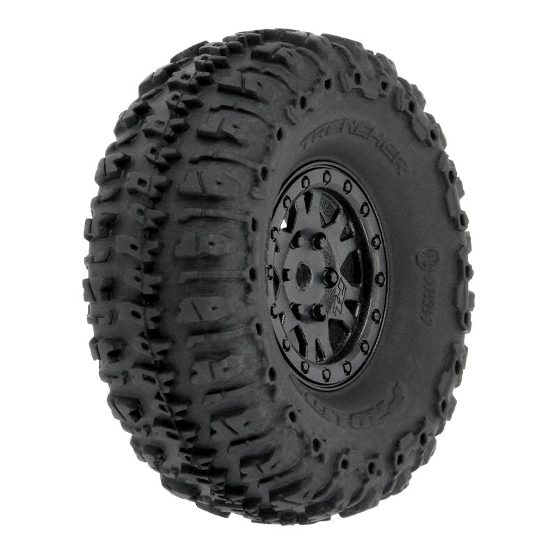 PRO-LINE: 1/24 Trencher F/R 1.0 Tires Mounted 7mm Black Impulse (4): SCX24