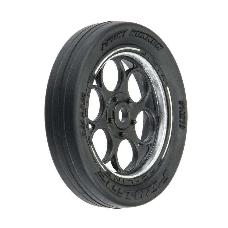 PRO-LINE: 1/16 Front Runner Front Tires MTD 8mm Black/Silver (2): Mini Drag